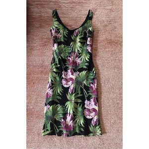 Vintage USA 90s Y2K Mica Floral Ruffle Rayon Dress Size S